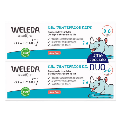 WELEDA  Gel Dentifrice Kids Avec Fluor 0-6 ans Lot de 2 x 50 ml - Lot