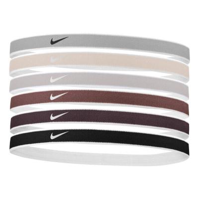 NIKE  Swoosh Sport Headbands 6 Pk Tipped, Beige/brown/black ONE