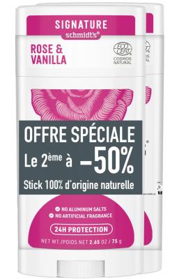 SCHMIDT S Schmidt's D&eacute;odorant Stick Rose & Vanille Lot de 2 - Stick 150 g