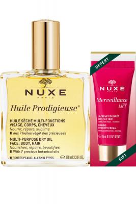 NUXE Huile Prodigieuse 100ml et Cr&egrave;me Lift Merveillance 15ml offerte - 