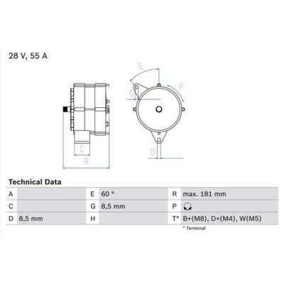 BOSCH POWER TRUCK PTC-3031 Alternateur Courant de charge de l'alternateur: 55A