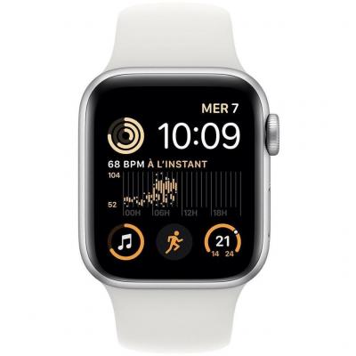 Apple Watch Series SE 2 (2022) GPS 40 mm - Aluminium Argent - Bracelet sport Blanc