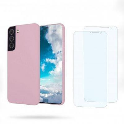 EVETANE Coque pour Samsung Galaxy S22 5g antichoc Rose + 2 vitres - 