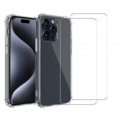 EVETANE Coque pour Iphone 15 Pro antichoc transparente + 2 vitres []