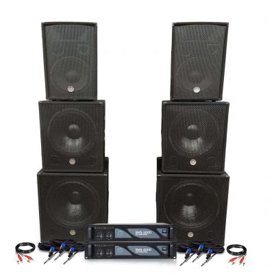 BM SONIC Pack sono double tours de son amplifi&eacute;es 7000W bi amplification avec c&acirc;blages fourni entr&eacute;e RCA