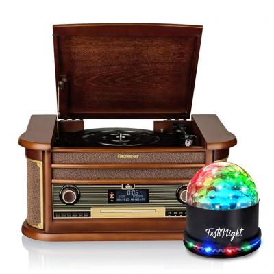 PICKERING Platine Vinyle Platine vinyles Tourne-disques Roadstar Vintage HiFi r&eacute;tro Bois 33/45/78 Tr, Radio Dab+/FM, CD-MP3 Cassette, Bluetooth, USB, LED
