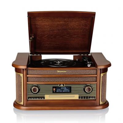 ROADSTAR Tourne-Disque HIF-1996D+BT - 33/45/78 Tr/Min, Radio Dab+/FM, CD/CDR/CDRW/CD-MP3, Cassette, Bluetooth, USB, r&eacute;tro, Bois