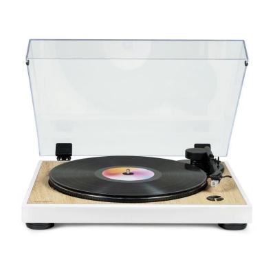PICKERING Tourne Disque Platine Vinyle TT301 - Bois/Blanc - 33/45 TRS, Lecture/Retour du Bras Auto. Jeu Lumière OVNI Couleurs LED