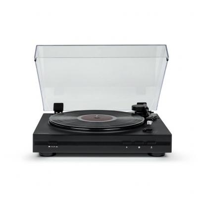  Tourne Disque Platine vinyle TT350 NOIR 33/45 trs, Lecture/retour du bras automatique, Jeu de Lumi&egrave;re OVNI couleurs LED