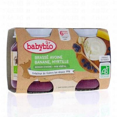 BABYBIO  Brass&eacute;avoine banane et myrtille bio +6mois 2x130g