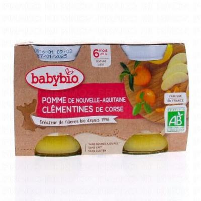 BABYBIO Pots de fruits Pomme et Clementines 2x130g D&egrave;s 6 mois 