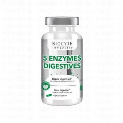 BIOCYTE  5 Enzymes Digestives Compl&eacute;ment Alimentaire 30 G&eacute;lules - Pot