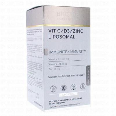 BIOCYTE Vitamine C, D3, Zinc Liposomal Immunit&eacute; 14 Sticks Go&ucirc;t Ananas 