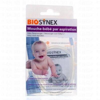 BIOSYNEX Mouche-b&eacute;b&eacute; par aspiration 1 unit&eacute; + 2 embouts r&eacute;utilisables 
