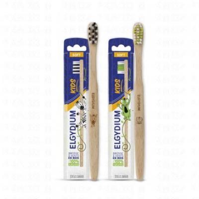 ELGYDIUM  Kids Brosse &agrave; Dents en Bois pour Enfant Soft - Cam&eacute;l&eacute;on
