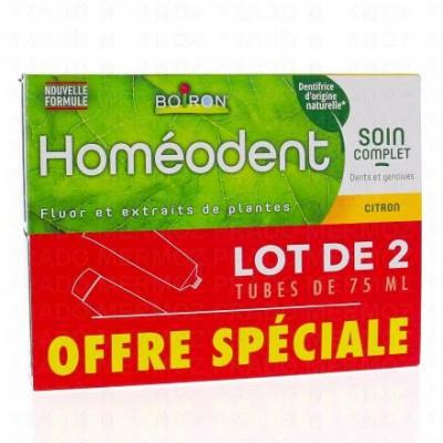 BOIRON Dentifrice Soin Complet Ar&ocirc;me Citron Homeodent - Les 2 Tubes De 75ml