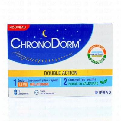 CHRONODORM Double Action M&eacute;latonine 15 comprim&eacute;s bicouches 