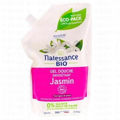 NATESSANCE  Gel Douche Envo&ucirc;tant Jasmin Bio - Doypack 650 ml