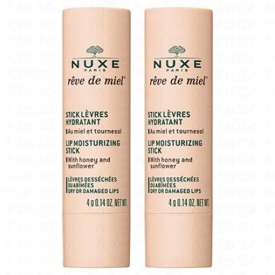 NUXE  Coffret de 2 rouges &agrave; l&egrave;vres hydratants R&ecirc;ve de miel, 4 g