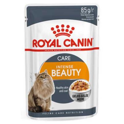 ROYAL CANIN 12x85g Intense Beauty en gel&eacute;e  - P&acirc;t&eacute;e pour chat