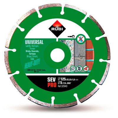 RUBI Disque Diamant G&eacute;n&eacute;ral Chantier Segment&eacute; Sev &Oslash;125mm Pro R32940 