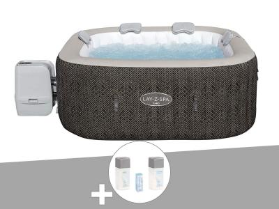 BESTWAY Kit spa gonflable  Lay-Z-Spa Cabo carr&eacute; Hydrojet 4/6 places + Kit de traitement au brome