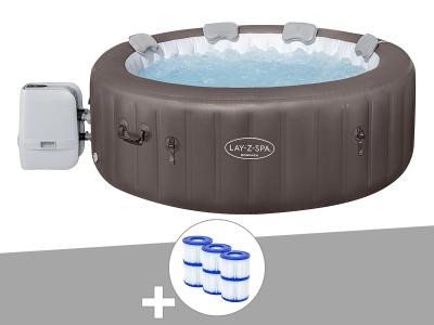 BESTWAY Kit spa gonflable  Lay-Z-Spa Dominica rond Hydrojet 4/6 places + 6 filtres