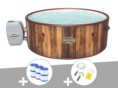 BESTWAY Kit spa gonflable  Lay-Z-Spa Helsinki rond Airjet 5/7 places + 6 filtres + Kit de nettoyage