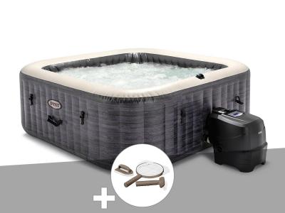 INTEX Kit spa gonflable  PureSpa Ardoise carr&eacute; Bulles 4 places + Kit d'entretien