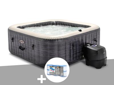 INTEX Kit spa gonflable  PureSpa Ardoise carr&eacute; Bulles 4 places + 6 filtres