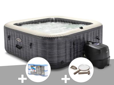 INTEX Kit spa gonflable  PureSpa Ardoise carr&eacute; Bulles 4 places + 6 filtres + Kit d'entretien