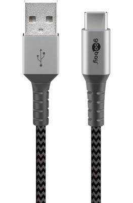 GOOBAY  DAT C&acirc;ble textile USB-C vers USB-A 2,0 m