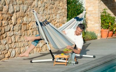 LA SIESTA Support en acier rev&ecirc;tu par poudre pour hamacs doubles