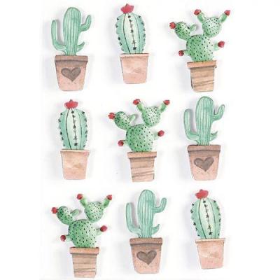 GRAINE CREATIVE ON A TOUS DU TALENT Graine Cr&eacute;ative 9 Stickers 3D - Cactus mexicains 4,5 cm