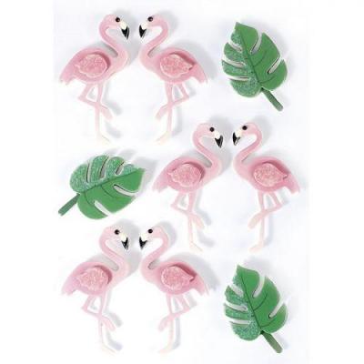 GRAINE CR &eacute;ative 9 Stickers 3D - Flamants Rose 5,5 cm
