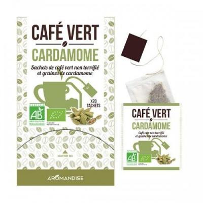 AROMANDISE Sachets de caf&eacute; vert non torr&eacute;fi&eacute; et graines de cardamome