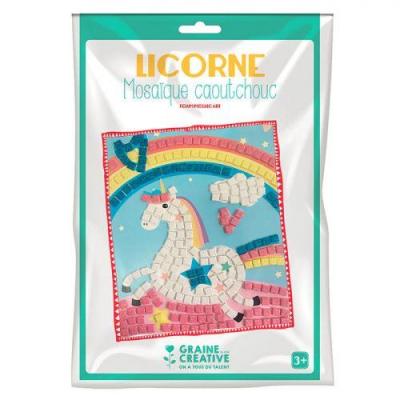 GRAINE CREATIVE ON A TOUS DU TALENT Graine cr&eacute;ative Kit mosa&iuml;que caoutchouc souple Licorne - Lot de 7
