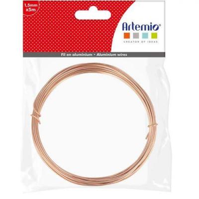 ARTEMIO Fil d'aluminium 5 m x 1,5 mm - cuivr&eacute;