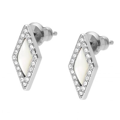 FOSSIL Clous d&rsquo;oreilles  en acier inoxydable blanc pour femme, JF03657040