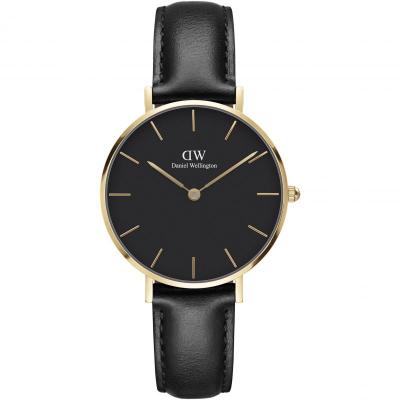 DANIEL WELLINGTON Montre femme  Petite DW00100547 - Bracelet Cuir Noir