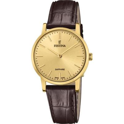FESTINA Montre  Swiss Made F20017/2 Champagne, Bracelet Cuir, Femme