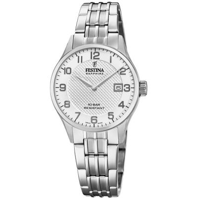 FESTINA Montre  Swiss Made F20006/1 Argent&eacute;, Bracelet En Acier, Femme