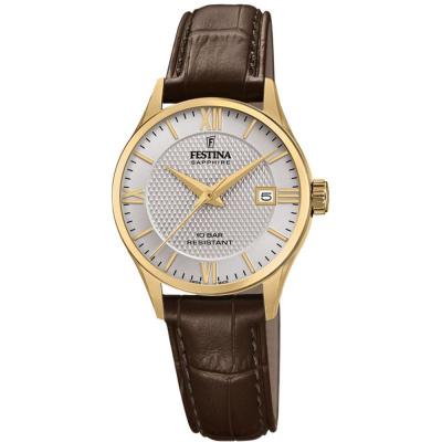 FESTINA Montre  Swiss Made F20011/2 Gris, Bracelet Cuir, Femme