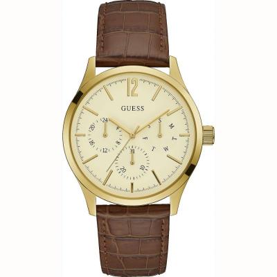 GUESS  Regent Homme 42mm Bracelet Cuir Marron Quartz Analogique Montre W1041G2