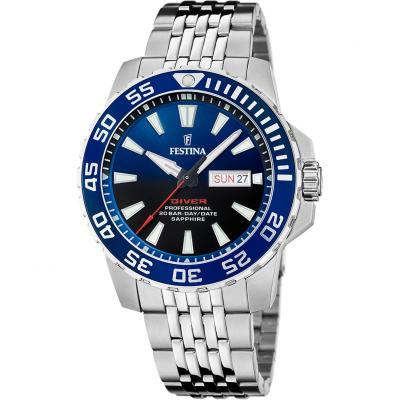 FESTINA Montre  F20661/1 Bleu, Bracelet D&acute; Acier Inoxydable, Homme