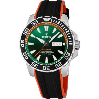 FESTINA Montre  F20662/2 Vert, Bracelet D&acute; Caoutchouc, Homme