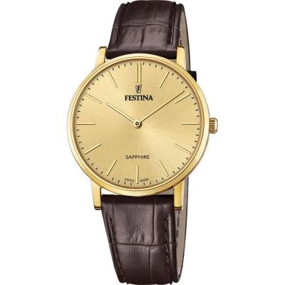 FESTINA Montre  Swiss Made F20016/2 Champagne, Bracelet Cuir, Homme