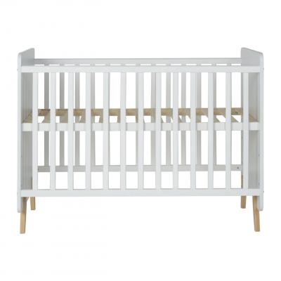 QUAX Lit b&eacute;b&eacute; 60x120 cm m&eacute;lamin&eacute; blanc et pieds h&ecirc;tre massif Nalice