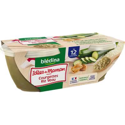 BLEDINA Bols de courgettes, riz, veau et fines herbes Id&eacute;es de maman - d&egrave;s 12 mois, Bl&eacute;dina (2 x 200 g) 