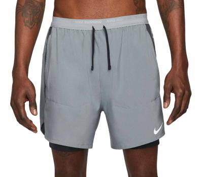 NIKE Short de running doubl&eacute; 18 cm  Dri-FIT Stride pour homme - Gris